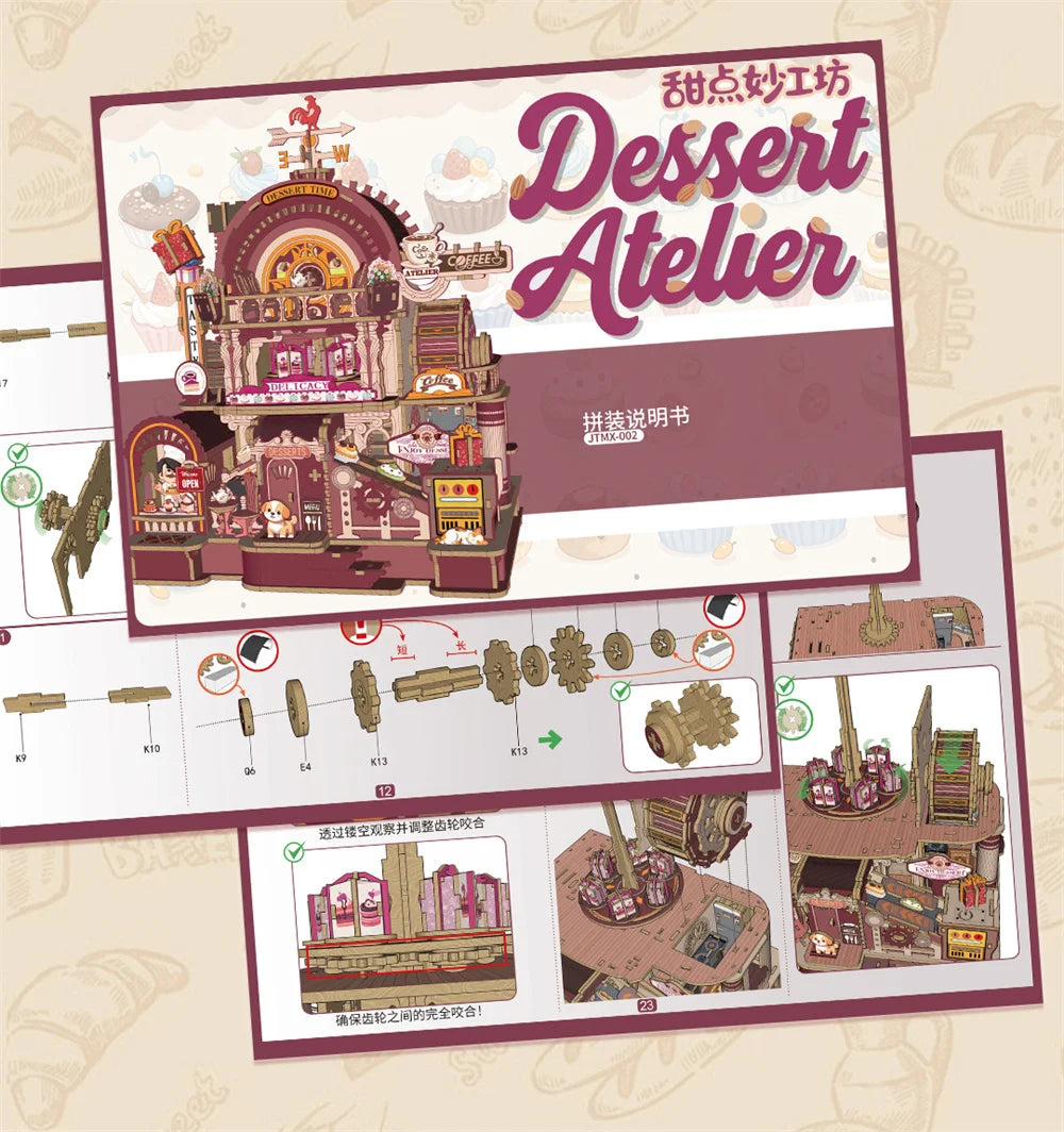 C23-PRODUKT-DSERS-23 - NEW Dessert Atelier DIY Wooden Casa House Figurines Miniature Kits With LED Lights Home Desk Decoration For Adult Handmade Gifts