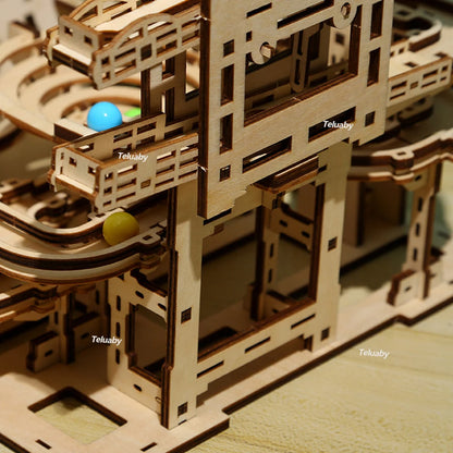 DSERS-31+32 - 3d Wooden Puzzle Marble Runs Mechanical Puzzles Self Assembly Toy STEAM Educational Toys Model Building Kits for Kids Adult Gift