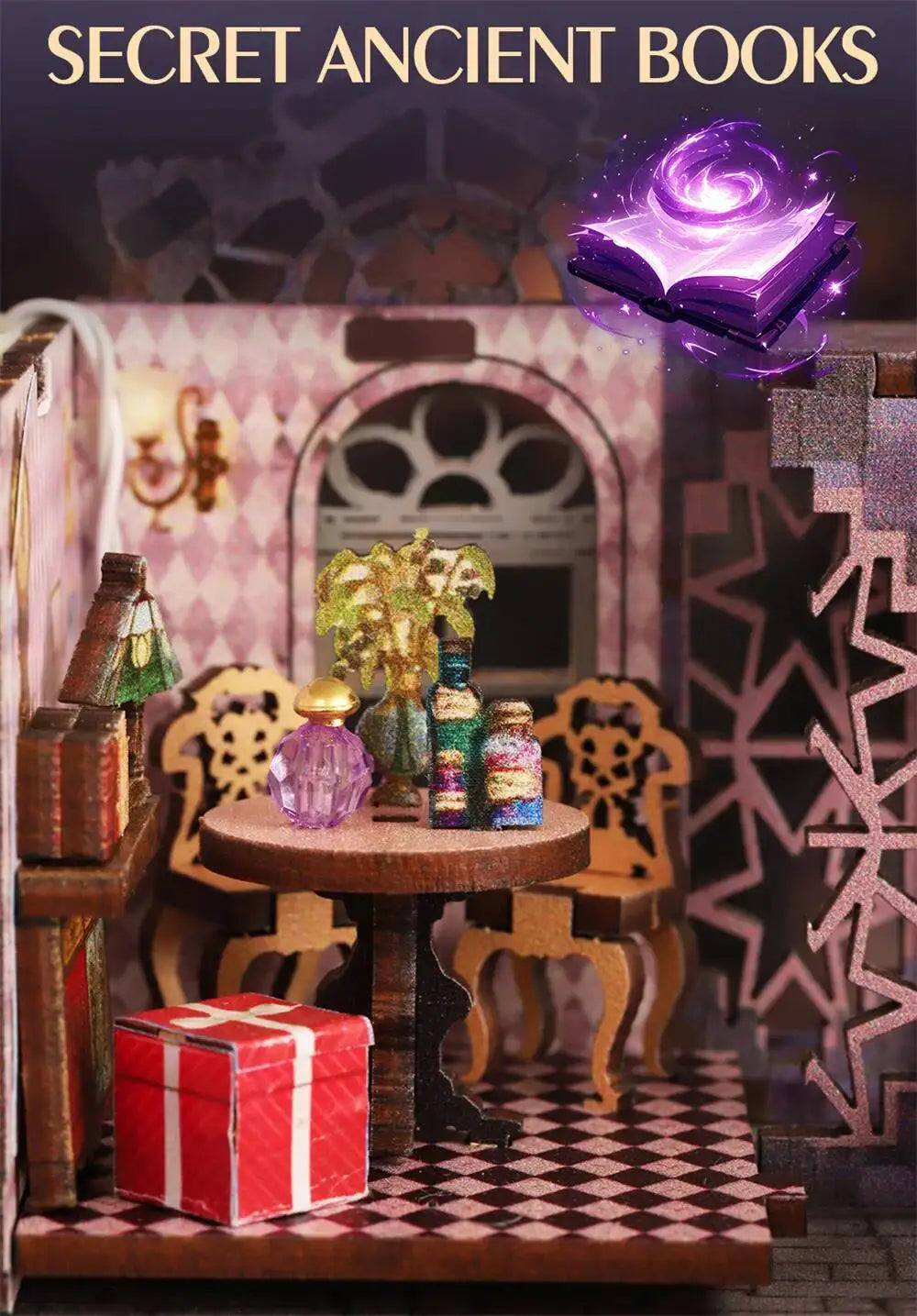 C26-PRODUKT-DSERS-26 - NEW DIY Wooden The Gate of Secret Realm House Figurines Miniature Kits With LED Lights Home Decoration For Adult Handmade Gifts
