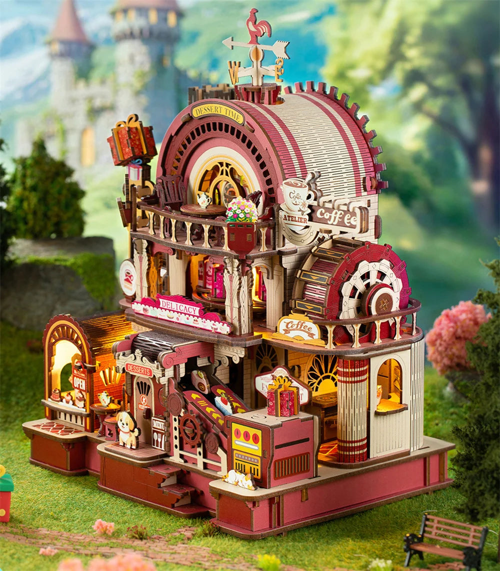 C23-PRODUKT-DSERS-23 - NEW Dessert Atelier DIY Wooden Casa House Figurines Miniature Kits With LED Lights Home Desk Decoration For Adult Handmade Gifts