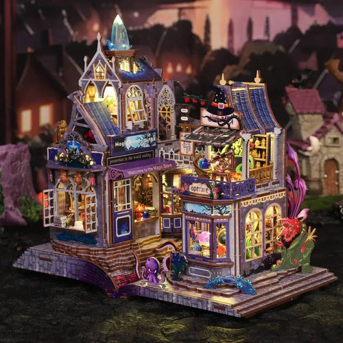 C26-PRODUKT-DSERS-26 - NEW DIY Wooden The Gate of Secret Realm House Figurines Miniature Kits With LED Lights Home Decoration For Adult Handmade Gifts