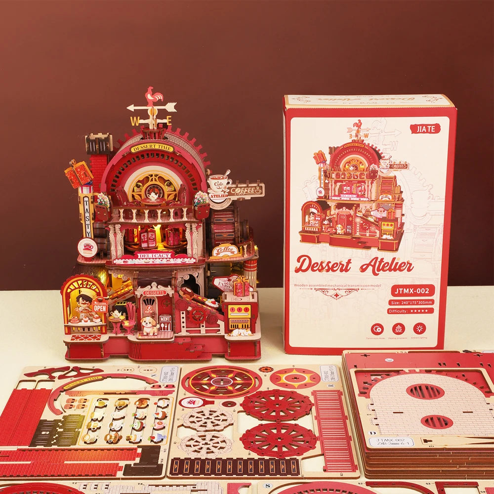 C23-PRODUKT-DSERS-23 - NEW Dessert Atelier DIY Wooden Casa House Figurines Miniature Kits With LED Lights Home Desk Decoration For Adult Handmade Gifts