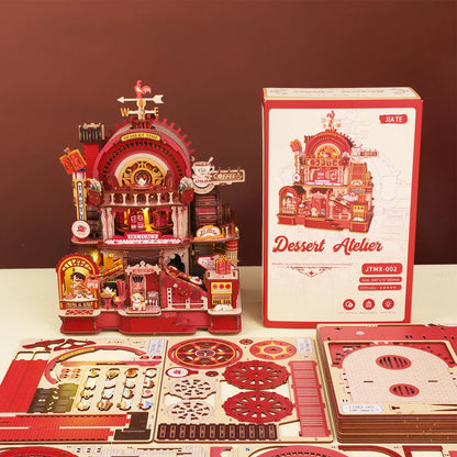C23-PRODUKT-DSERS-23 - NEW Dessert Atelier DIY Wooden Casa House Figurines Miniature Kits With LED Lights Home Desk Decoration For Adult Handmade Gifts