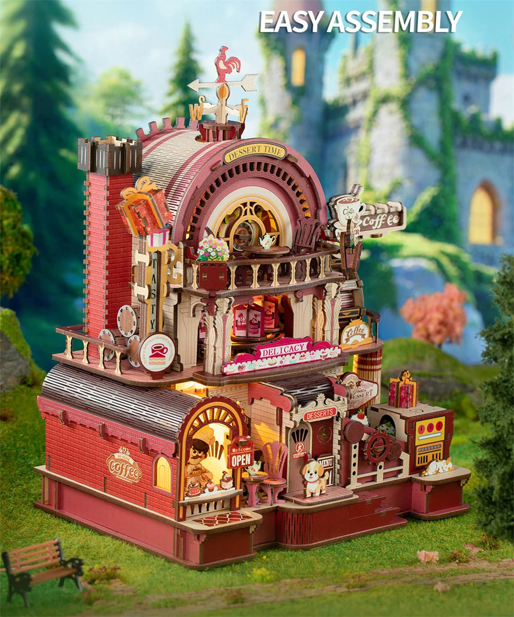 C23-PRODUKT-DSERS-23 - NEW Dessert Atelier DIY Wooden Casa House Figurines Miniature Kits With LED Lights Home Desk Decoration For Adult Handmade Gifts