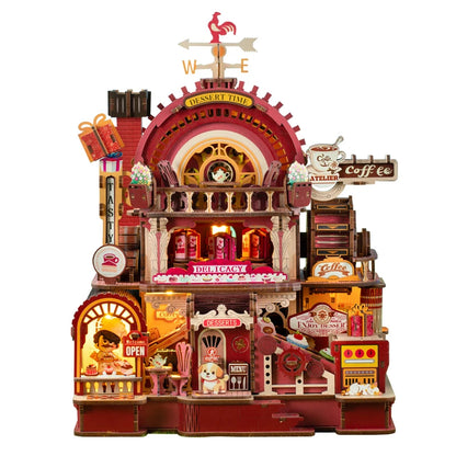 C23-PRODUKT-DSERS-23 - NEW Dessert Atelier DIY Wooden Casa House Figurines Miniature Kits With LED Lights Home Desk Decoration For Adult Handmade Gifts