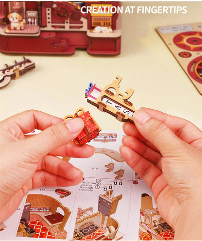 C23-PRODUKT-DSERS-23 - NEW Dessert Atelier DIY Wooden Casa House Figurines Miniature Kits With LED Lights Home Desk Decoration For Adult Handmade Gifts