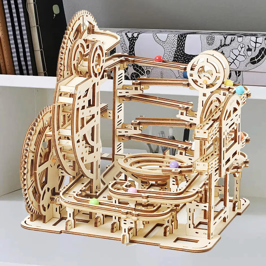 DSERS-31+32 - 3d Wooden Puzzle Marble Runs Mechanical Puzzles Self Assembly Toy STEAM Educational Toys Model Building Kits for Kids Adult Gift