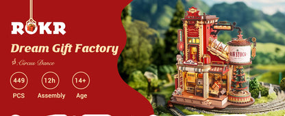 DSERS-18A - Robotime Rokr Wooden Music Box Christmas Dream Gift Factory 3D Wooden Puzzles Wooden Model Kits Build Best Gifts for Kids Adults