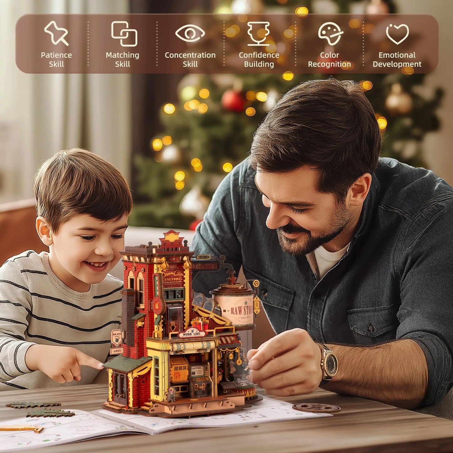 D-18 - Traumgeschenk-Fabrik - Bewegliches 3D Holzpuzzle mit Musikbox