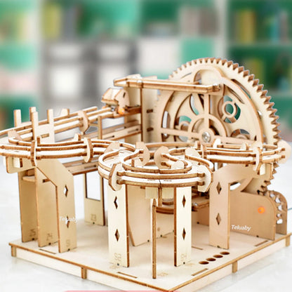DSERS-31+32 - 3d Wooden Puzzle Marble Runs Mechanical Puzzles Self Assembly Toy STEAM Educational Toys Model Building Kits for Kids Adult Gift