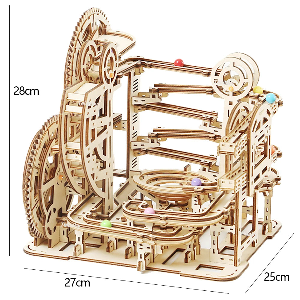 DSERS-31+32 - 3d Wooden Puzzle Marble Runs Mechanical Puzzles Self Assembly Toy STEAM Educational Toys Model Building Kits for Kids Adult Gift