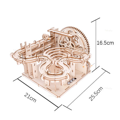 DSERS-32 - 3D Wooden Puzzle DIY Mechanical Manual Model  Building Kits Assemble Toys Marble Run Set with 4 Ball for Adult Kids Gifts