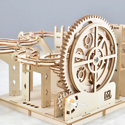 DSERS-32 - 3D Wooden Puzzle DIY Mechanical Manual Model  Building Kits Assemble Toys Marble Run Set with 4 Ball for Adult Kids Gifts