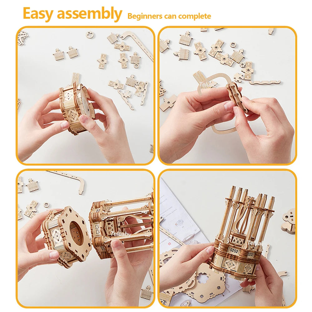 DSERS-31+32 - 3d Wooden Puzzle Marble Runs Mechanical Puzzles Self Assembly Toy STEAM Educational Toys Model Building Kits for Kids Adult Gift