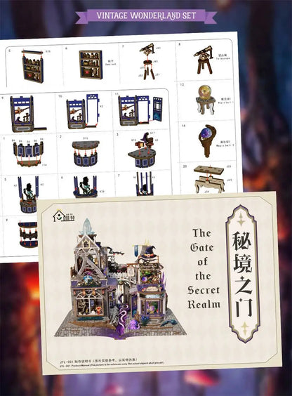 C26-PRODUKT-DSERS-26 - NEW DIY Wooden The Gate of Secret Realm House Figurines Miniature Kits With LED Lights Home Decoration For Adult Handmade Gifts