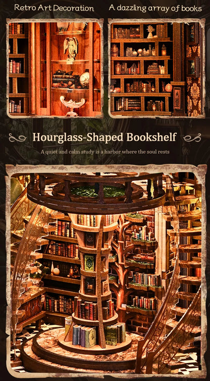 C33A-PRODUKT-DSERS-33A - NEW DIY Wooden Book Nook Figurines Miniatures Wisdom Rings Book Repository Bookend for Friends Birthday Gifts Home Decor Crafts