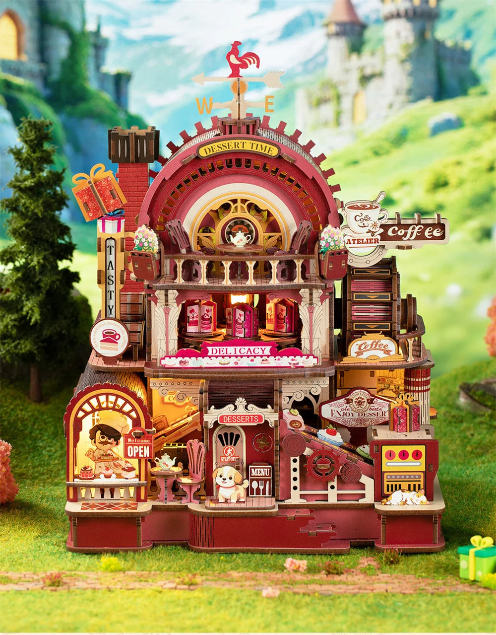 C23-PRODUKT-DSERS-23 - NEW Dessert Atelier DIY Wooden Casa House Figurines Miniature Kits With LED Lights Home Desk Decoration For Adult Handmade Gifts