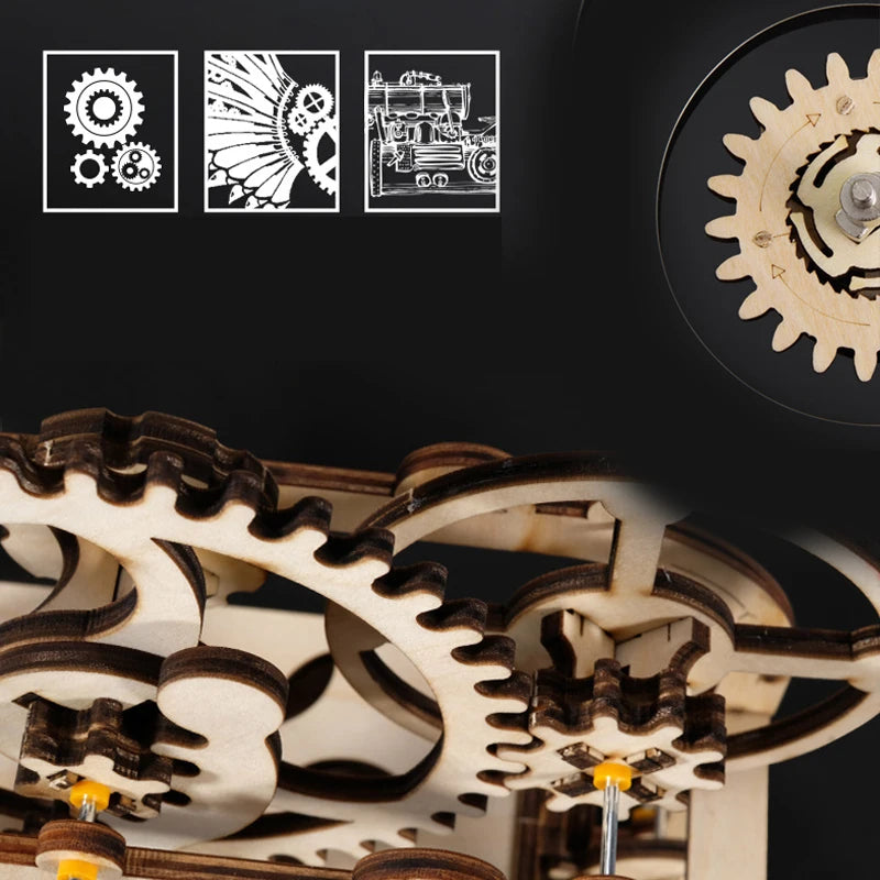 DSERS-31+32 - 3d Wooden Puzzle Marble Runs Mechanical Puzzles Self Assembly Toy STEAM Educational Toys Model Building Kits for Kids Adult Gift