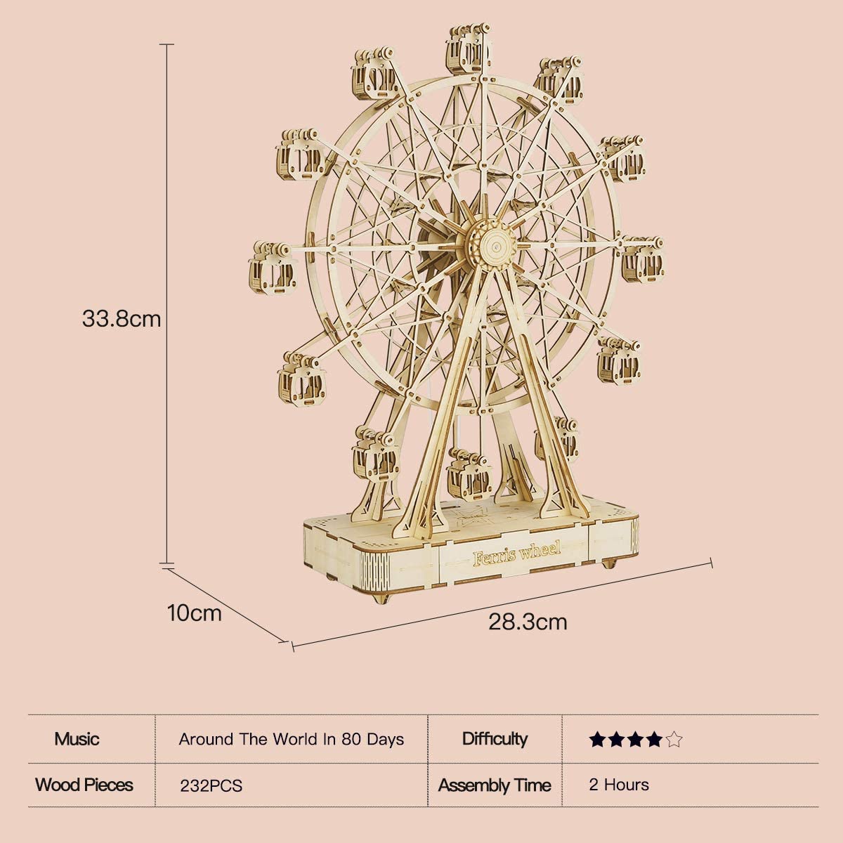 ZENDROP - DIY Wooden Music Ferris Wheel Puzzle Toy Model