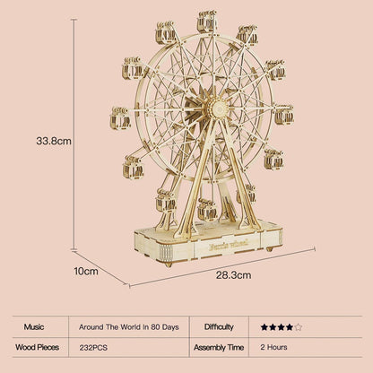 ZENDROP - DIY Wooden Music Ferris Wheel Puzzle Toy Model