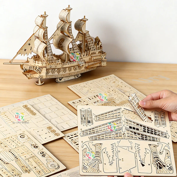 Retro Holzmodell Piratenschiff DIY Set